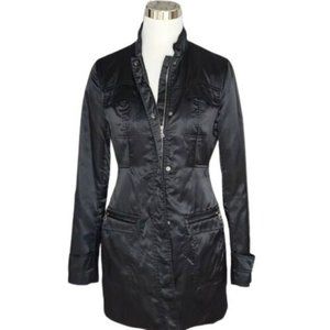 Elie Tahari Lined Mock Neck Long Sleeve Zip Up Sleek Jacket Black Size XSmall
